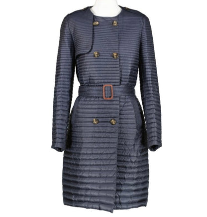 Moncler Quilted Ribbed Belted Trench - Size S