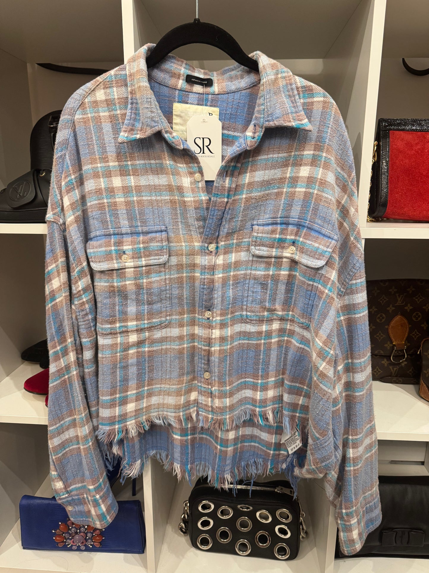 R13 Cropped Plaid Work Shirt - Size M