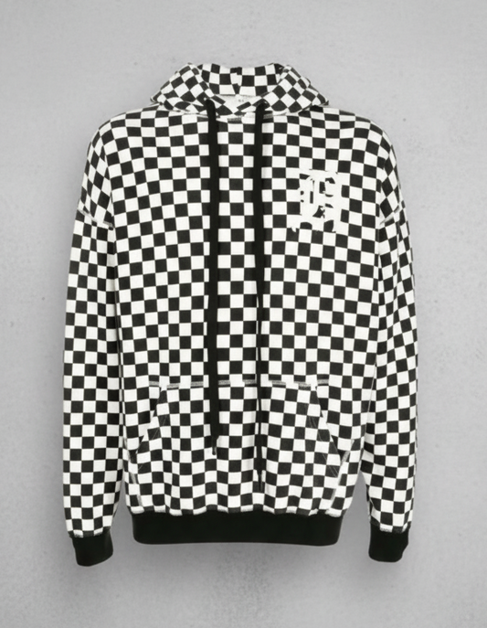 R13 Checkerboard-Print Cotton Hoodie - Size M