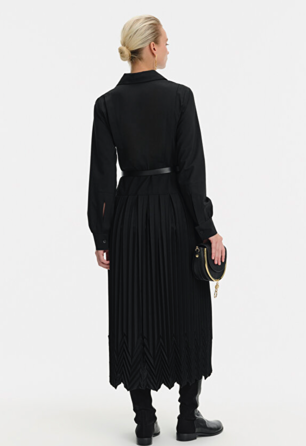 Beatrice b. Pleated Belted Shirt Dress - Size S