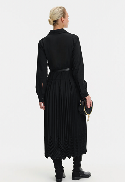 Beatrice b. Pleated Belted Shirt Dress - Size S