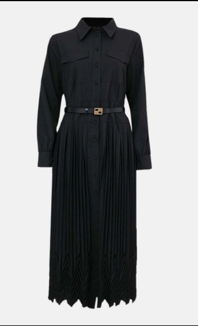 Beatrice b. Pleated Belted Shirt Dress - Size S