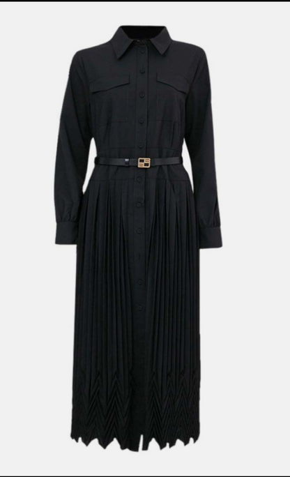 Beatrice b. Pleated Belted Shirt Dress - Size S