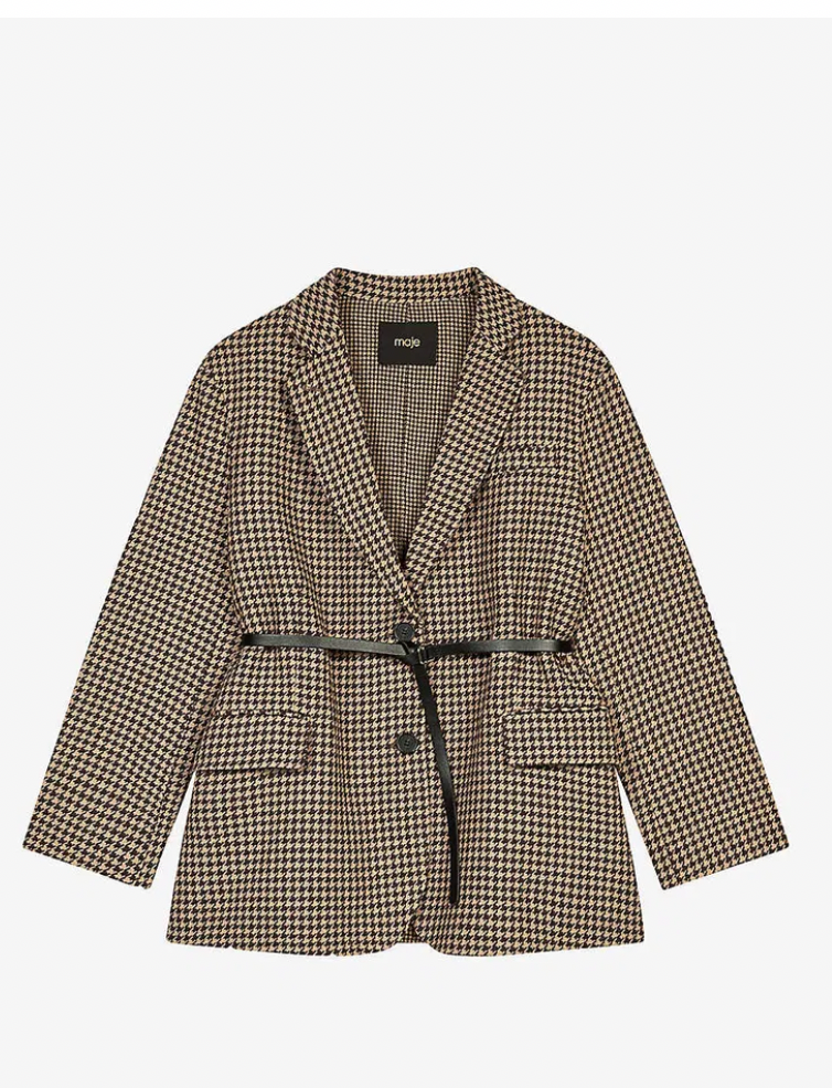 New* MAJE
Galarom Houndstooth Wool-Blend Blazer - Size S/M