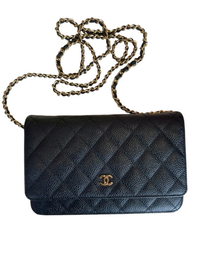 Chanel Black 2013/2014 caviar wallet on chain