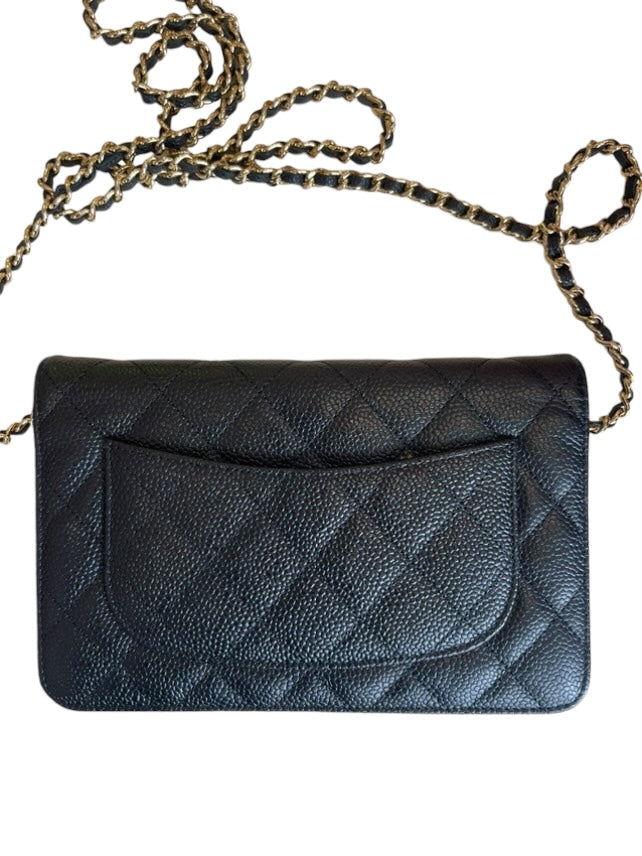 Chanel Black 2013/2014 caviar wallet on chain