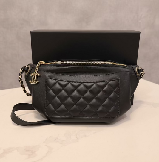 CHANEL Lambskin Quilted Waist Bag