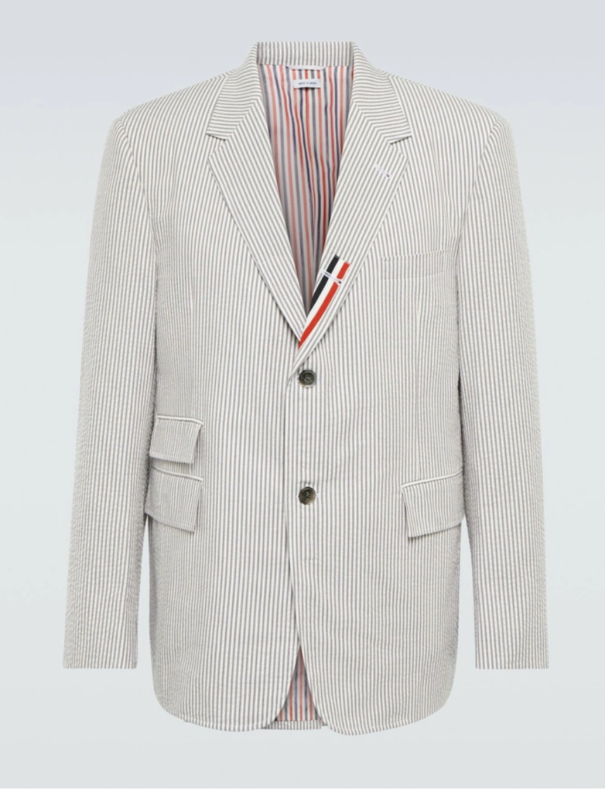 THOM BROWNE Tricolour pinstriped cotton blazer - Size 3 (US L)