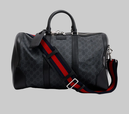 GUCCI Black Monogram GG Supreme Canvas Weekender Bag