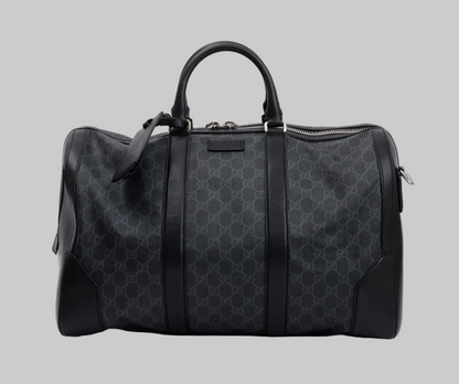 GUCCI Black Monogram GG Supreme Canvas Weekender Bag