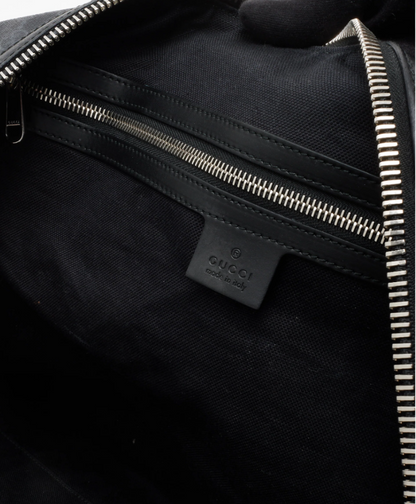 GUCCI Black Monogram GG Supreme Canvas Weekender Bag