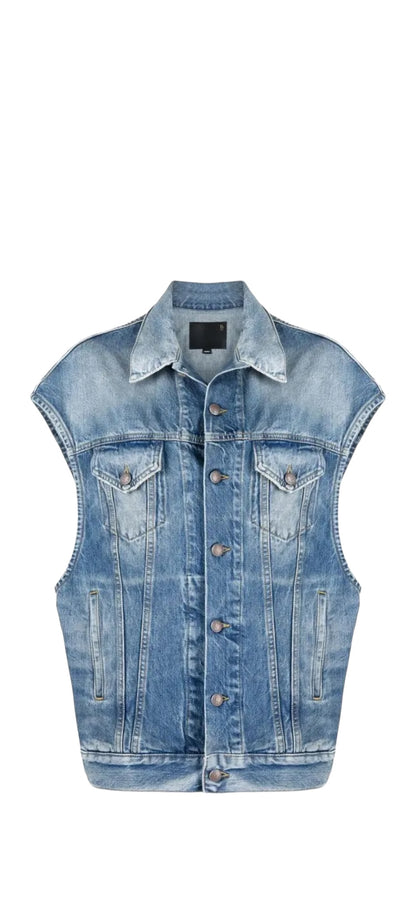 R13 Oversized Denim Trucker Vest - Size S