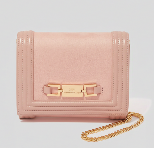 ELISABETTA FRANCHI Shoulder Bag in Pink Faux Suede & Leather