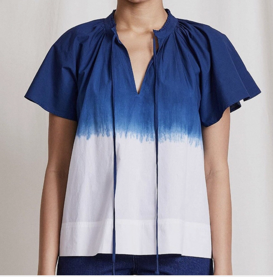 New* Apiece Apart Vera gathered Tie-Dyed Cotton Blouse - Size L