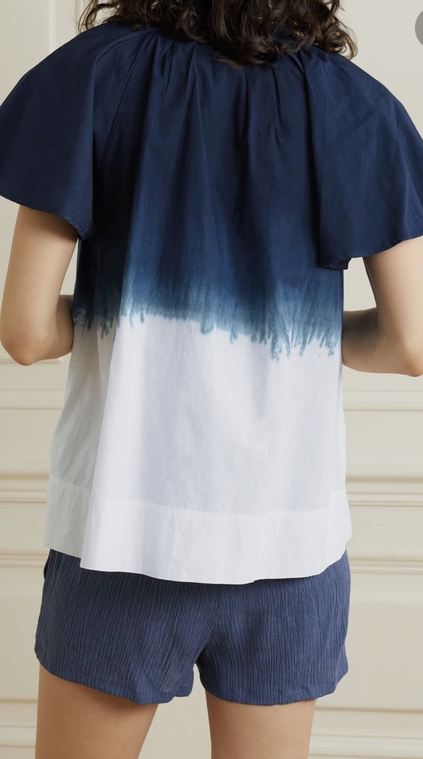 New* Apiece Apart Vera gathered Tie-Dyed Cotton Blouse - Size L