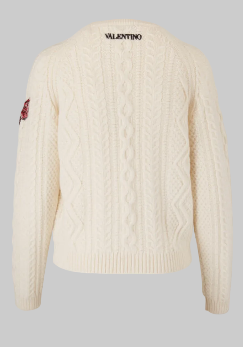 VALENTINO GARAVANI Embroidered Cable knit Sweater - Size S