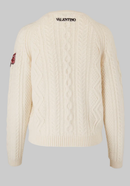 VALENTINO GARAVANI Embroidered Cable knit Sweater - Size S