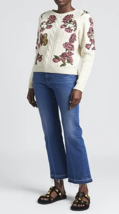 VALENTINO GARAVANI Embroidered Cable knit Sweater - Size S