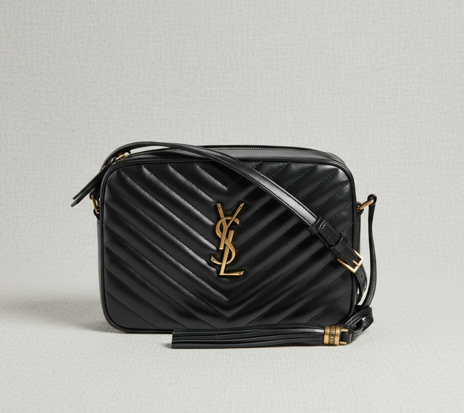 SAINT LAURENT Medium Lou Chevron Leather Camera Bag