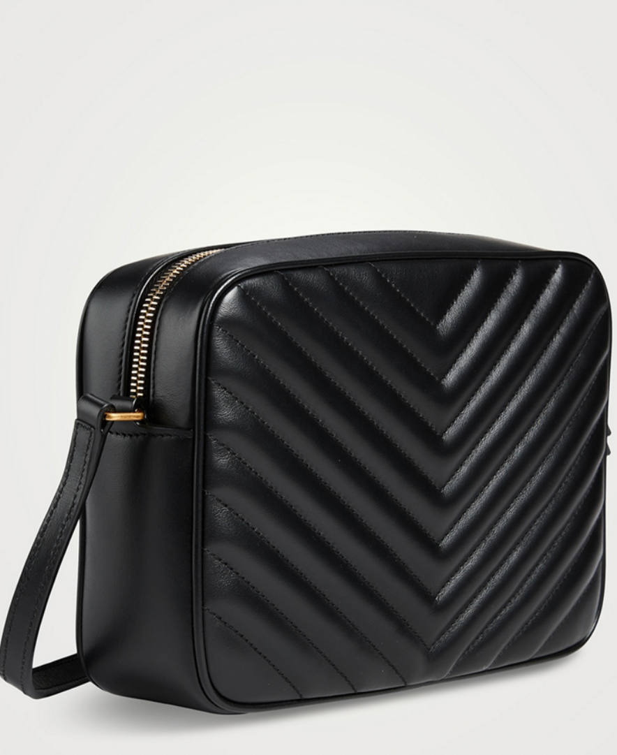 SAINT LAURENT Medium Lou Chevron Leather Camera Bag