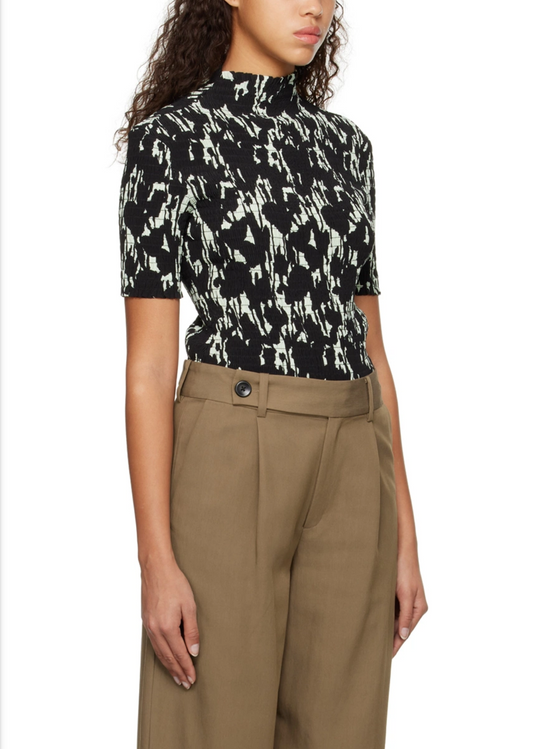 New* Proenza Schouler White Label Smocked Mocked Neck - Size L