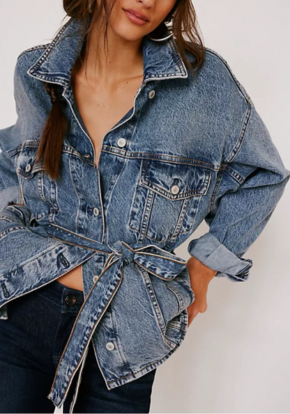 FREE PEOPLE We The Free Knotted Denim Jacket - Size XS