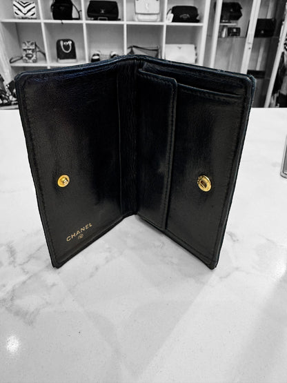 CHANEL silk/leather wallet