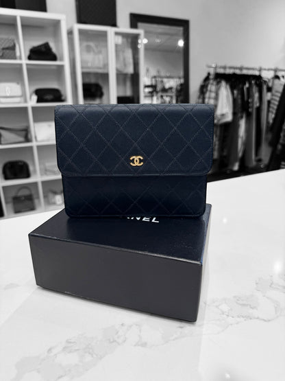CHANEL Quilted Silk Clutch