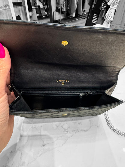 CHANEL Quilted Silk Clutch
