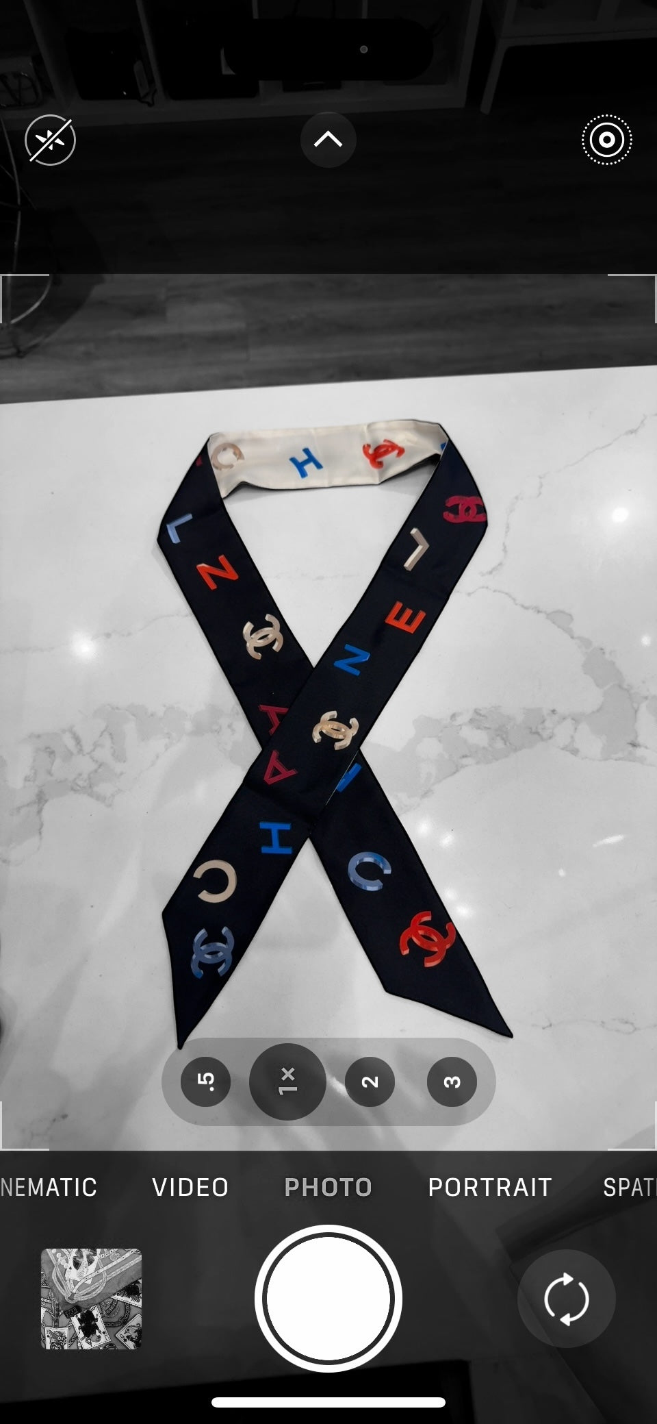 CHANEL silk CC Twilly