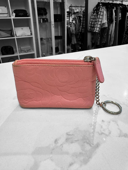 CHANEL Camellia leather coin pouch