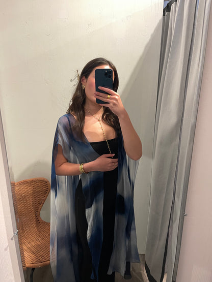 CHANEL Blue Printed Silk Beach Cover Up - Size S