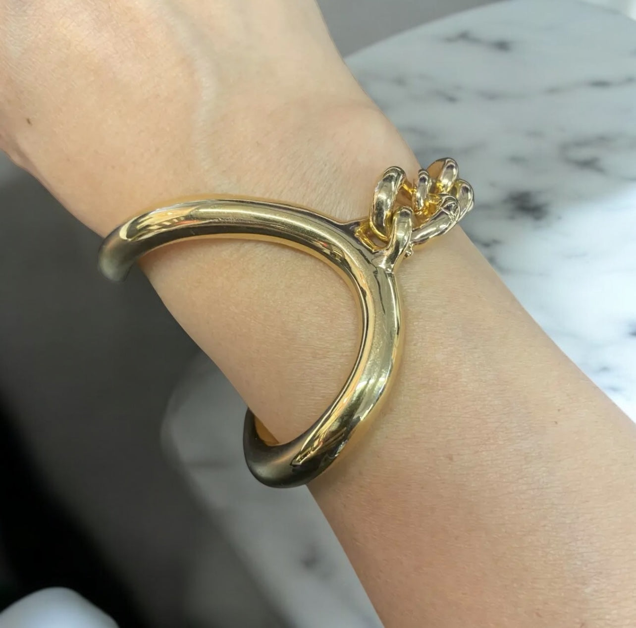 MAISON MARGIELA Cuff And Chain Bangle Bracelet