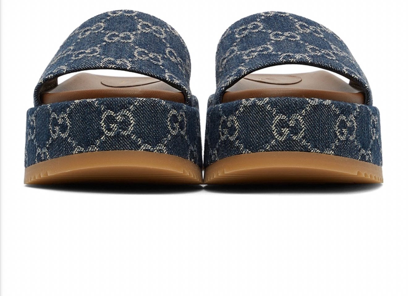 GUCCI Blue Denim Platform Slide Sandals - Size 38