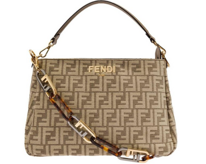 FENDI Chenille Vitello Seta Plexiglass FF Fendi O'Lock Shoulder Bag