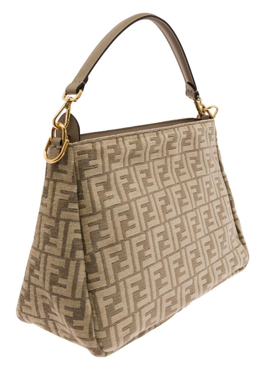 FENDI Chenille Vitello Seta Plexiglass FF Fendi O'Lock Shoulder Bag