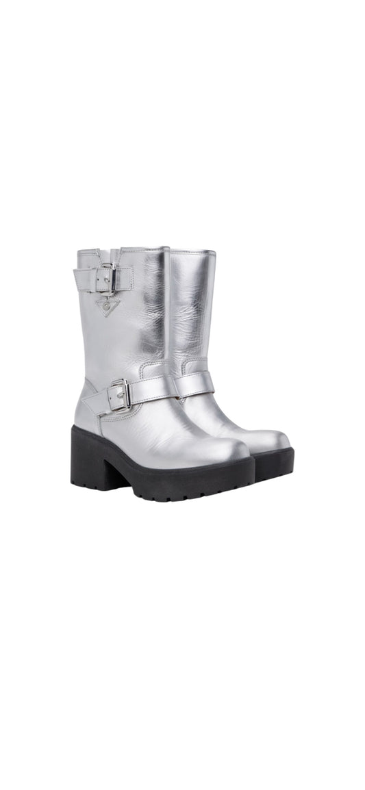 MOSCHINO Jeans Silver Boots - Size 38