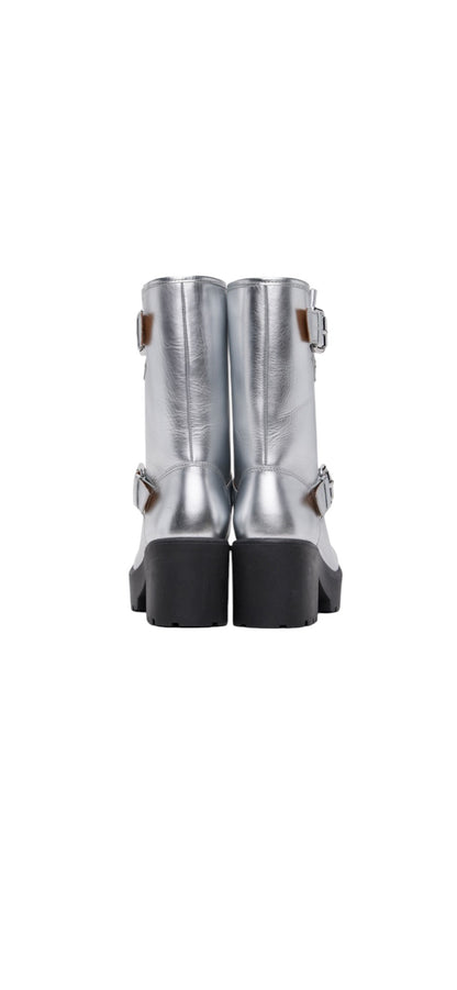 MOSCHINO Jeans Silver Boots - Size 38