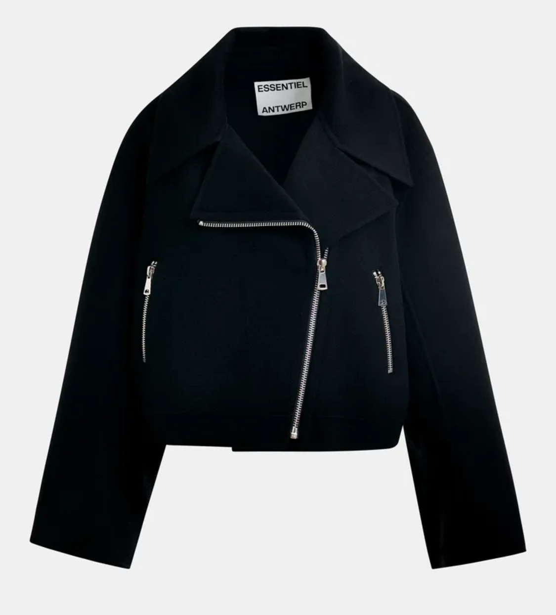New* ESSENTIEL ANTWERP Black wool double-faced jacket - Size L