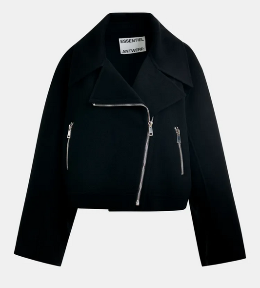 New* ESSENTIEL ANTWERP Black wool double-faced jacket - Size L