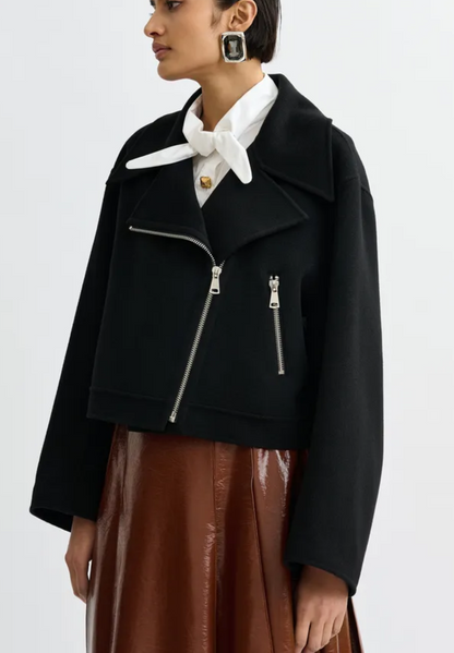 New* ESSENTIEL ANTWERP Black wool double-faced jacket - Size L