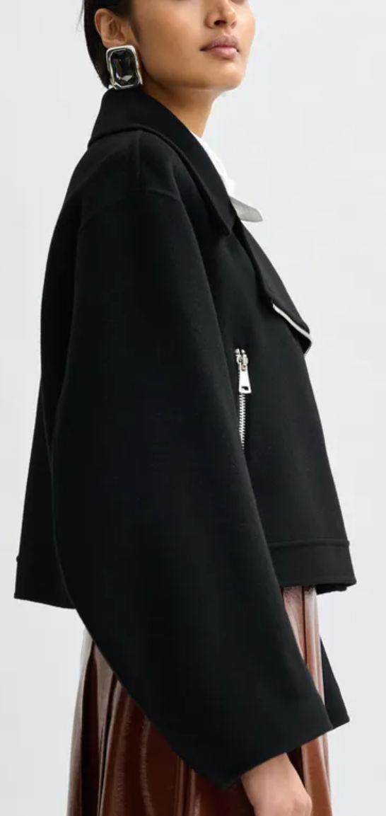New* ESSENTIEL ANTWERP Black wool double-faced jacket - Size L