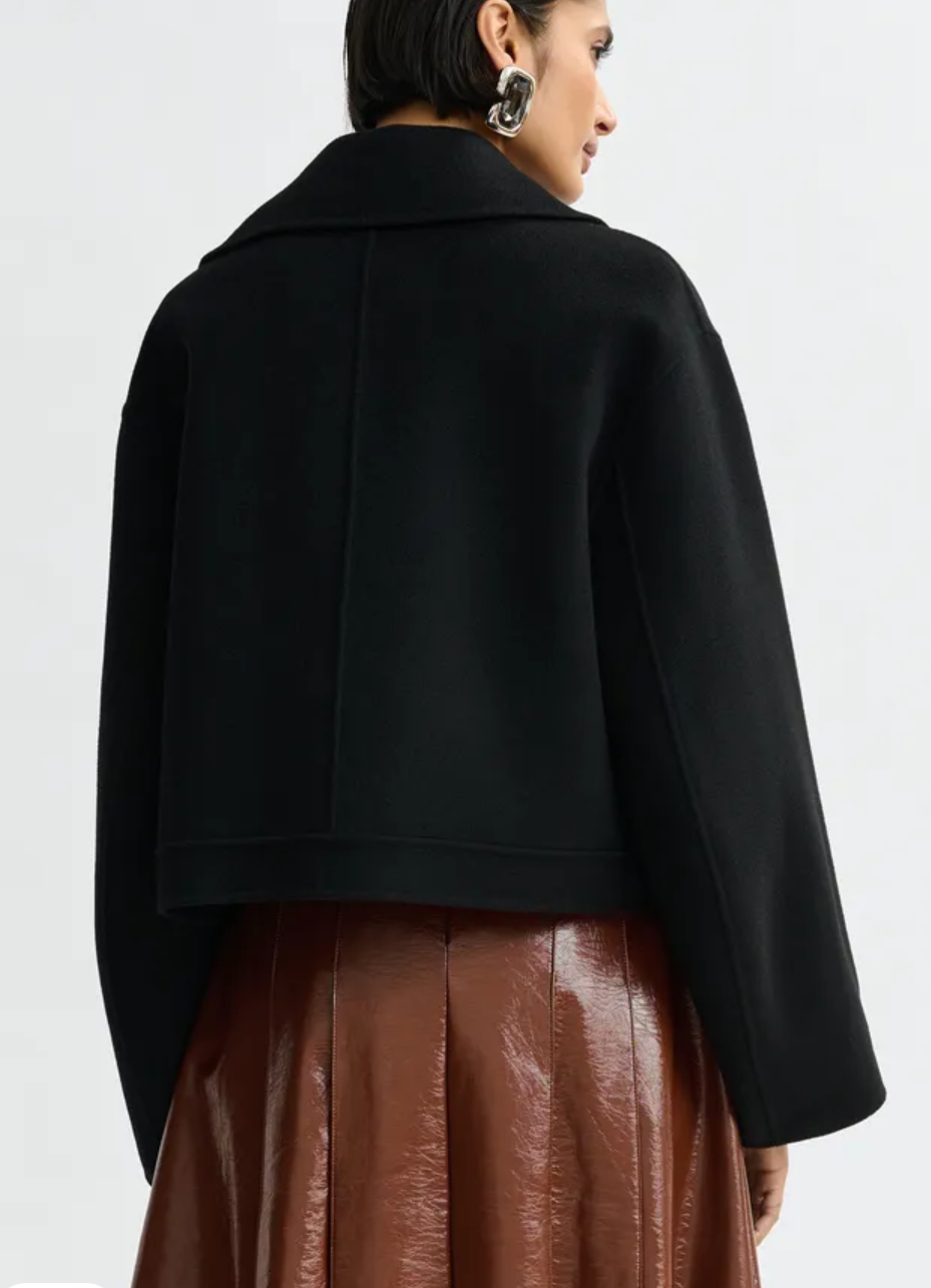 New* ESSENTIEL ANTWERP Black wool double-faced jacket - Size L