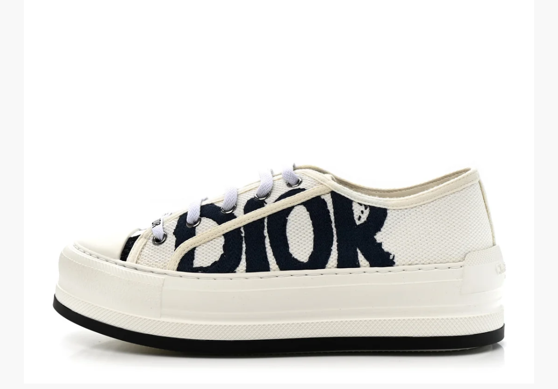CHRISTIAN DIOR Canvas Embroidered Miss Dior Graffiti Walk'N'Dior Platform Sneakers - Size 40