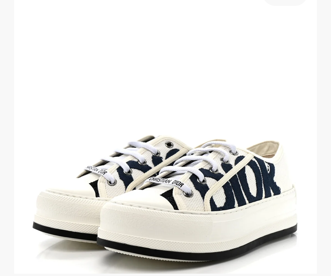 CHRISTIAN DIOR Canvas Embroidered Miss Dior Graffiti Walk'N'Dior Platform Sneakers - Size 40