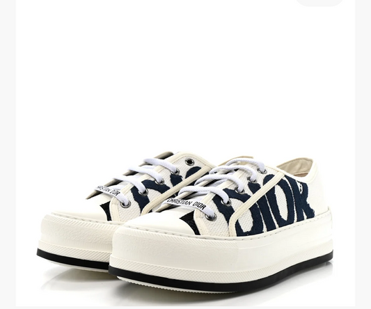 CHRISTIAN DIOR Canvas Embroidered Miss Dior Graffiti Walk'N'Dior Platform Sneakers - Size 40
