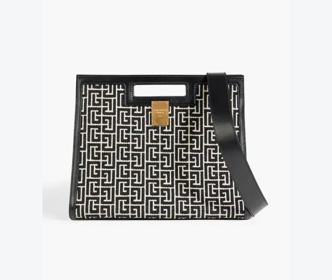 BALMAIN 1945 Medium Monogram Jacquard Tote Bag