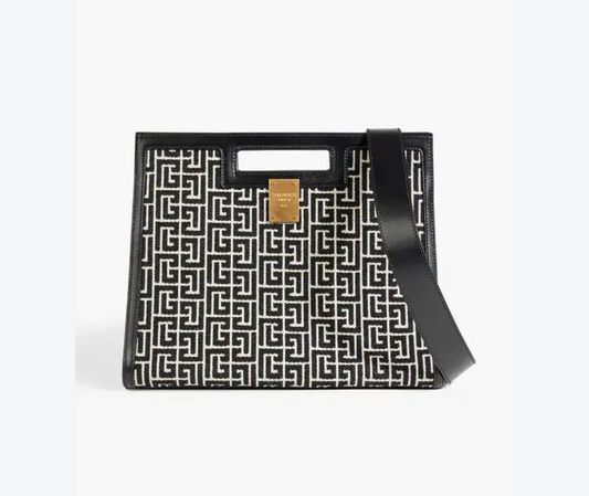 BALMAIN 1945 Medium Monogram Jacquard Tote Bag