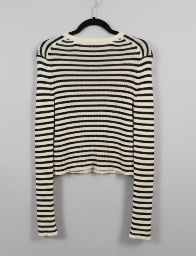 CHRISTIAN DIOR Striped Cardigan Sweater- Size 8