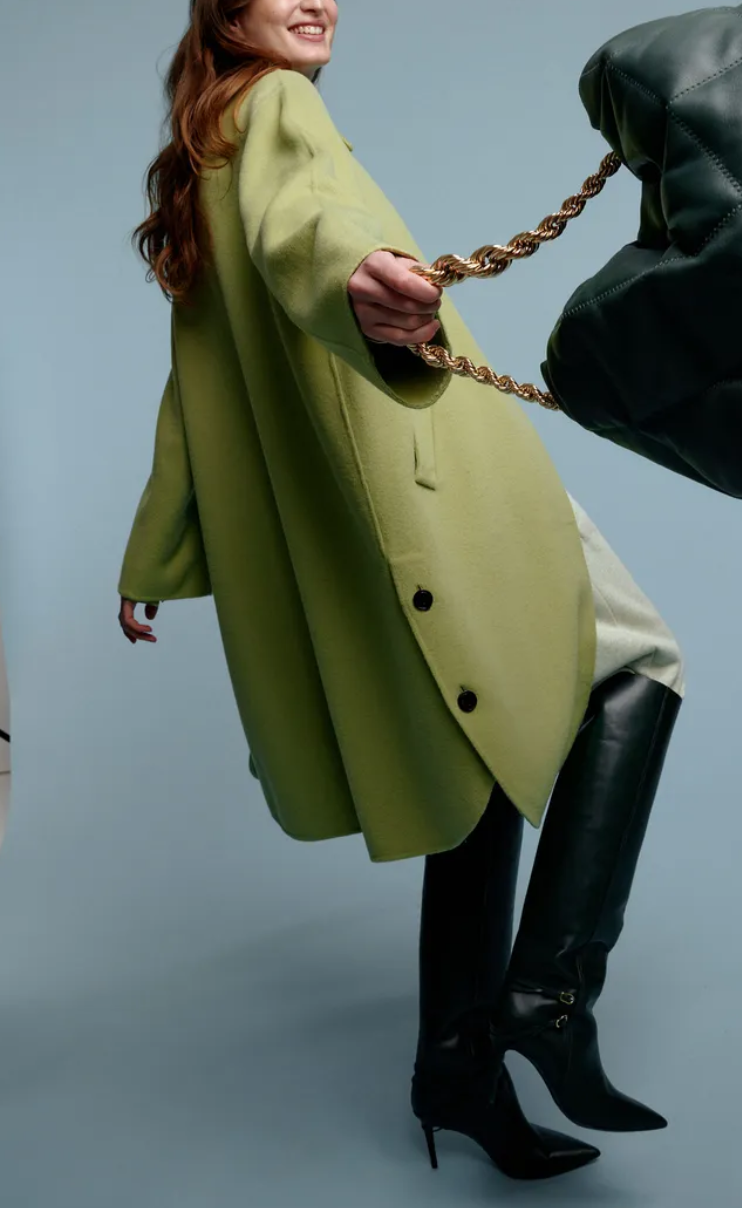 DOROTHEE SCHUMACHER Slouchy Ease Pea Green Coat - SIZE XL